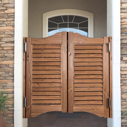 Retro Cafe Swinging Door - Half Door for Indoor/Outdoor, Pine Wood, 28/31/35 in (110x100cm/43x39in), Stylish Entrance Partition for Restaurants & Cafes