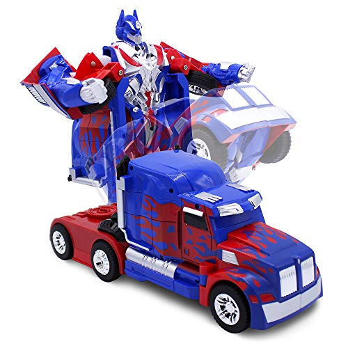 Family Smiles Kids Truck Rc Toy Transforming Robot Remote Control Car Vehicle Toys For Boys 8-12 Blue #TOP7