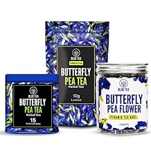 BLUE TEA Combo - Butterfly Pea Flower Tea 15 Tea Bags + Butterfly Pea Flower Tea 0.35 Oz + Butterfly Pea Flower Tea 30 Tea Bags - Herbal Tea - Gluten Free - Eco-Conscious Packaging