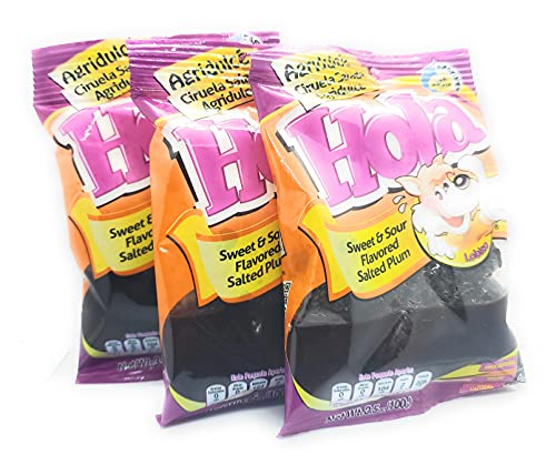Salado Agriculce - Saladulces Hola Lobito - Sweet And Sour Flavored Salted Plums - 3.5 Oz - 3 Units #TOP3