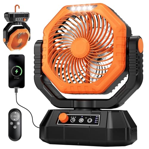 MKG Camping Fan Rechargeable, Oscillating Battery Powered Hanging Tent Fan