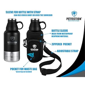 3 in 1 Portable Dog Travel Water Bottle with Two Detachable Water & Food Bowls, 32oz Stainless Steel Insulated Travel Water Bottle Dispenser for Dogs with Carrying Sleeve 3 in 1 Portable Dog Travel Water Bottle with Two Detachable Water & Food Bowls, 32oz Stainless Steel Insulated Travel Water Bottle Dispenser for Dogs with Carrying Sleeve