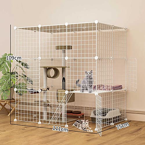 Cage d'intérieur pour chats modulable en fil de fer grand espace d'exercice