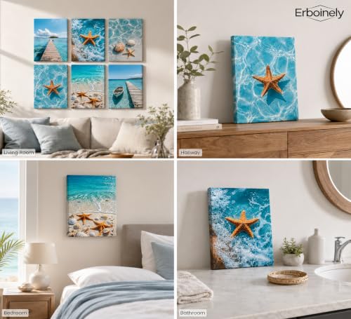 Erboinely 6 Pcs Coastal Scenery Poster Wall Art by Erboinely - Used condition - Image 4