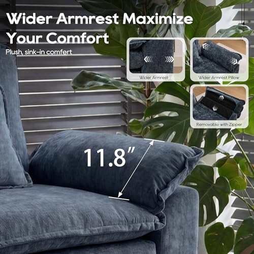Image of URRED Oversized Modular Sectional Sofa，Blue：157 inch U Shaped
