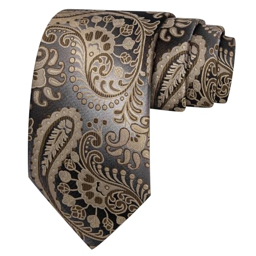 Image of Barry.Wang Men Tie Set Paisley Silk Necktie Pocket Square Cufflinks Formal Wedding Business Party
