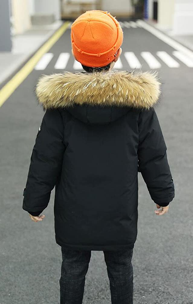Abrigo para niño con capucha, manga larga, relleno de invierno, cuello de piel, para niño, chaqueta de invierno