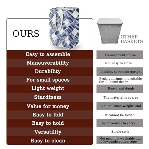 Image of Waterproof Laundry Hamper Collapsible Laundry Basket Leather Handle Laundry Bag Large Clothes Storage Toy Organization for Bathroom Bedroom Laundryroom College Dorms (LXY-888)