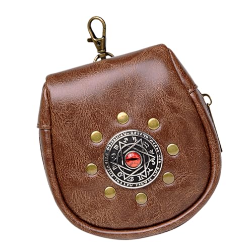 Sacoche ceinture médiévale en cuir PU marron idéale pour costume Halloween et cosplay rétro