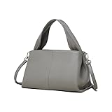 PDSSUNNY Sac à Main Femme Vintage Rétro, Sac Épaule Classique en Cuir, Look Designer Exclusif, Maroquinerie de Luxe Haute Qualité Gris