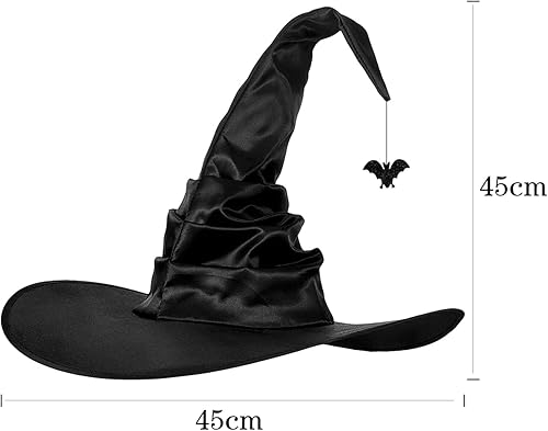 Miniatura 6 de Sombrero de bruja para mujer, sombrero de bruja grande con encaje fruncido para Halloween, accesorio para disfraz, sombrero de mago, accesorios de