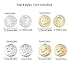 SUNNYCLUE 1 Box 32Pcs 2 Styles Coin Charms 24K Gold Plated Brass Flat Round Disc Pendants Edward VII Queen Victoria Head for Jewelry Making Charms Bracelets Necklaces Supplies, Golden Silver #1
