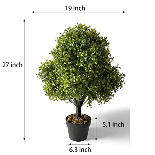The Bloom Times 27 Inch Tall Topiary Trees Artificial Outdoor 2 Pack Faux Boxwood Ball Plants Outside Set Of 2 Fake Bushes And Shrubs For Front Porch Garden Patio Decor #TOP1
