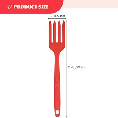 Miniatura 3 de Tenedor de cocina de silicona ergonómico reutilizable para pasta, tenedor lavable de cocina grande para ensaladas y fideos y diseño para uso