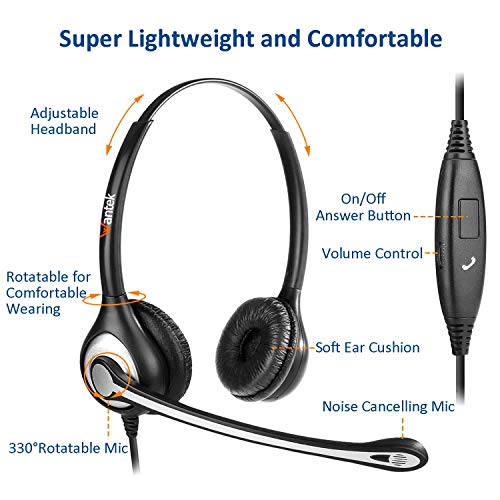 Cell Phone Headset with Microphone Noise Cancelling & Call Controls, 3.5mm Computer Headphones for Samsung PC Business Skype Softphone Call Center Office, Clear Chat, Ultra Comfort by Wantek - Image 5