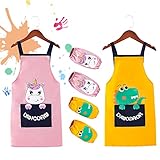 ▶【Uso del embalaje】：El delantal para pintar se puede usar para pintar, cocinar, hacer manualidades y juegos acuáticos en la escuela o en casa. Regalo muy práctico, tu hijo podrá divertirse en cualquier lugar.