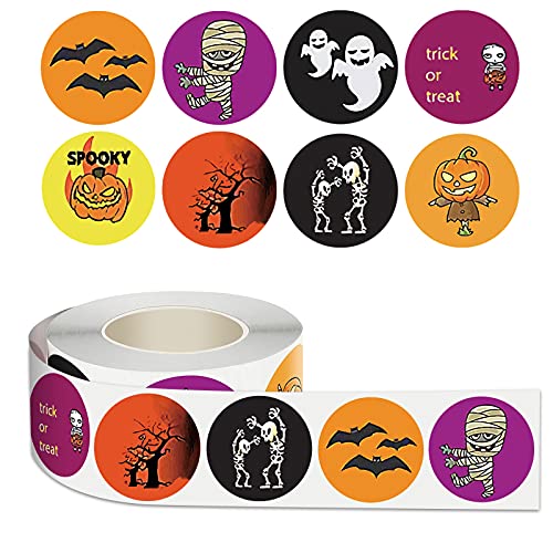 Gaubi 500Pcs Halloween Stickers For Kids, Stickers For Treat Bags, Waterproof Self Adhesive Round Roll Holiday Stickers, Halloween Parties Favors Decorations Gift Supplies For Toddlers Adults #TOP2