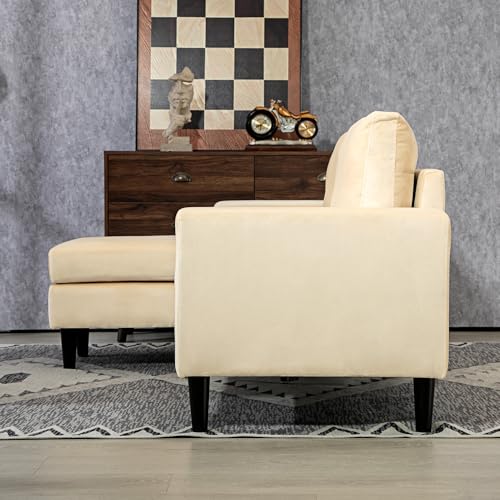 Canapé d'angle modulable 3 places velours Beige 83B-069V00BG