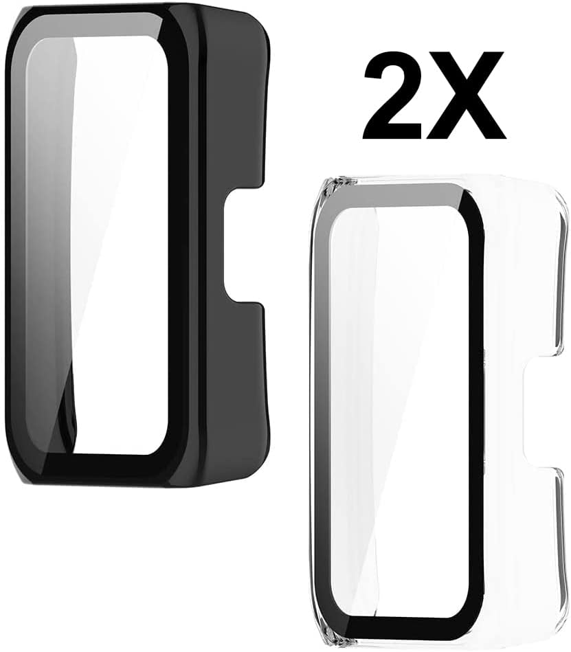 Miniatura 6 de Accdeny Paquete de 2 Funda con protector de pantalla de vidrio templado compatible con Huawei Band 7, dureza 9H, 360, ultrafina, funda protectora de