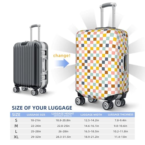 Colorful Checkered For Travel Luggage Cover Suitcase Protector Fits 18-32 Inch Travel Luggage Protector Elastic Luggage Anti-Scratch Suitcase Cover4