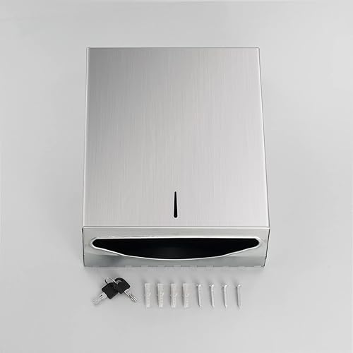 Miniatura 4 de Dispensador de toallas de papel para montaje en pared, dispensador de toallas de papel multipliegues, soporte de papel de acero inoxidable de gran