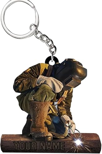 Personalized Welder Keychain, Custom Welding Worker Gift