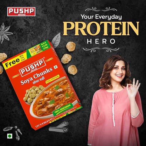 Image of Pushp Brand SOYA Chunks High Protein and Pure Vegetarian, SOYA Wadi (200g Pack of 1)