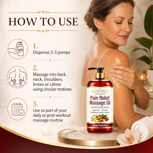 Image of TMPE Pain Relief Massage Oil for Joint & Back Pain, Muscle Soreness With Natural Healing of Ginger, Turmeric & Clove Oils - 300ml Pack of 2