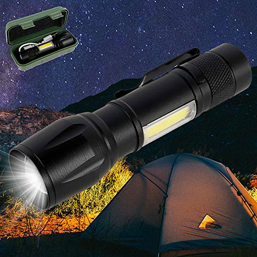 Torche Lampe de Poche LED USB Rechargeable Puissante, 20000 Lumens Tactique Ultra Puissante Militaire Zoomable 3 Modes Eclairage pour Camping, Randonnée, D'urgence Cover