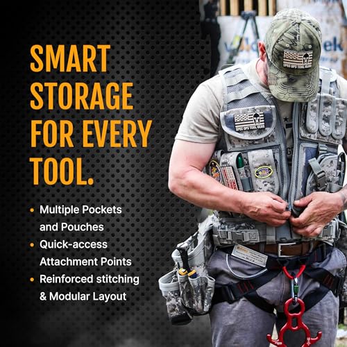 Spec Ops Tool Gear SF-18 Charlie 2.0 Tactical Tool Vest & Belt – Modular MOLLE Work Vest with Tool Pouches & Weight-Dispersing Support | Small | Digital Camo - Thumbnail 7