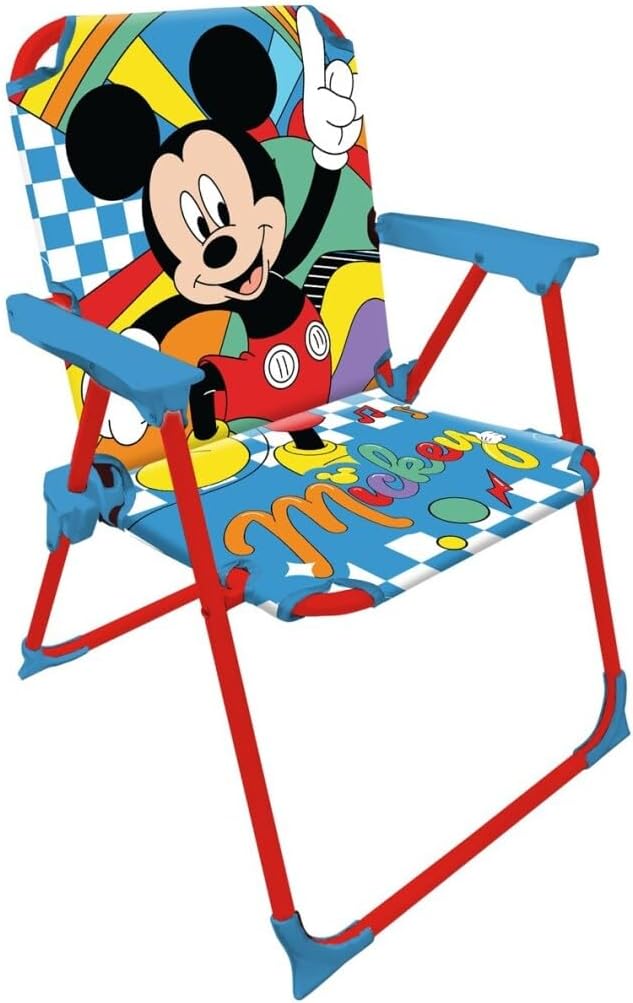Official Licensed Folding Children's Chair with Arms – Compact and Lightweight – Easy to Clean – Ideal for Indoor and Outdoor Use – Supports up to 30 kg (Mickey 5687)