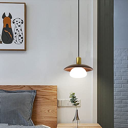 Chandelier LED en bronze et noyer véritable pour éclairage chic