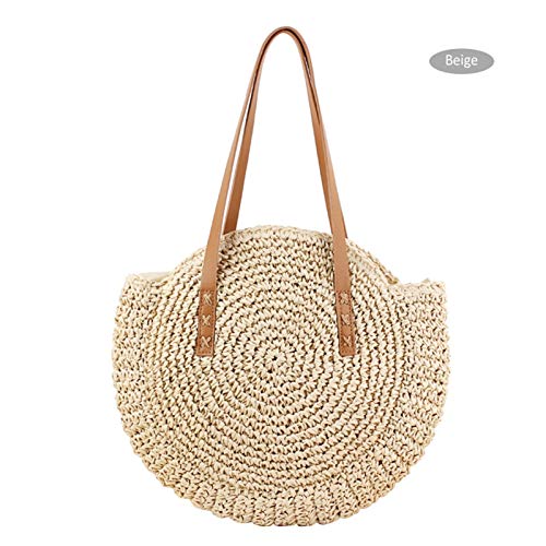 Handgewebte Tasche, Runde Stroh Gewebte Tasche, Umhängetasche, Strandtasche, Vintage Gewebte Handtasche Sommer Strandtasche Umhängetasche Dame Dame Umhängetasche Cover