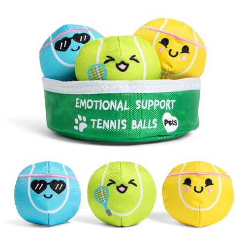 WHAT DO YOU MEME? Emotional Support Pet Tennis Ball by Relatable Dog Toys and Puppy Essentials Great Gift Ideas for Your Furry Friend Includes 3 Toys