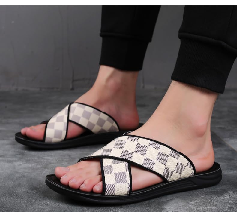 Checkered Sandals for Women Fashion Comfortable Platform Slip on Cute Kawaii Fashion Trendy Y2K Casual Beach Cruise Holiday Summer Gifts Breathable Comfy Casual Slippers4