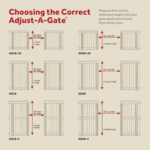 Adjust-A-Gate Full Frame Gate Fence Kit, Fits 60-96 in. Openings & Up to 6 ft., Black - Heavy-Duty Outdoor Reinforcement & Accessories for Gates and Fences