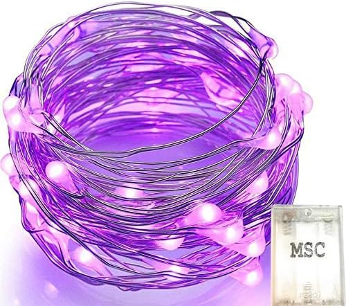 MSC - 23ft / 7m - 70 Led's Batt Powered LED Purple Coloured String Fairy Lights On Copper Cable, Ideal for Christmas, Xmas, Party,Wedding,Decoration Purple-Batt-7m