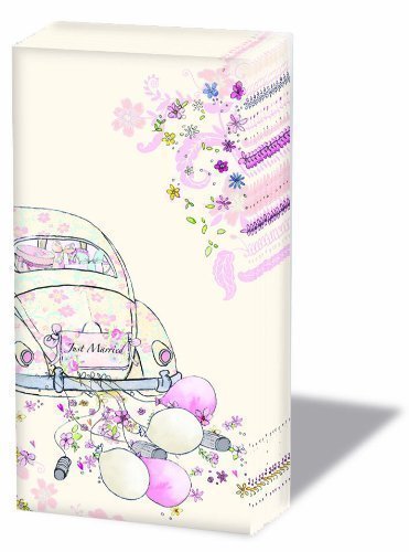 Fazzoletti Just married 6 x 10 disegno: auto con