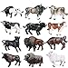 Hiawbon 12 Pcs Miniature Cattle Figurines Set Mini Cow Models Realistic Plastic Cattle Models