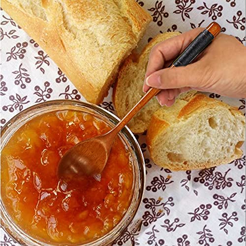 6 Pieces Wooden Spoons For Eating, Muulaii Wood Soup Spoons Long Handle Spoon With Japanese Style Kitchen Utensil For Korean Food Cooking Mixing Stirring Honey Tea Soda Dessert Coconut Bowl- 9 Inch #TOP6