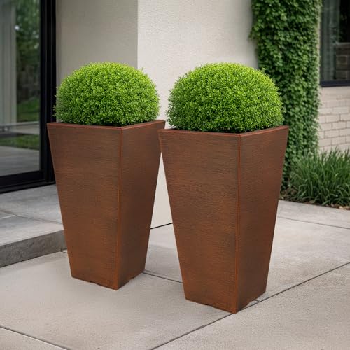 Large Outdoor Planters 2-Pack - 22.4-Inch Tall Planters for Outdoor Plants or Indoor Pots for Plants - Plastic Flower Pots for Patio, Entryway, or Front Porch Decor by Pure Garden (Bronze) by Pure Garden - Used condition - Image 7