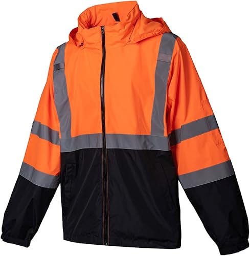 Miniatura 10 de YOWESHOP Chaqueta reflectante de alta visibilidad para hombre, chaqueta de seguridad de bomber de invierno para hombre, chaquetas de construcción de