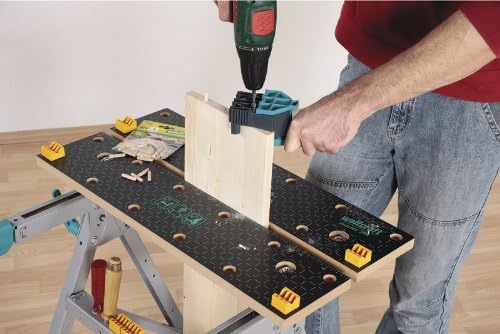 wolfcraft MASTER 200 Foldable Clamping Workbench - Portable Work Table with Adjustable Vice Jaws, 180 kg Capacity, Quick-Fold System & Integrated Tool Rack - 6177000 - 6