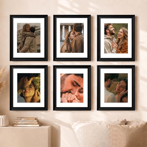 Image of Art Street Wooden Photo Frame for living room, Aesthetic Cave Design Photo Frames for Photograph, Art Work, Certificates Set of 6 (12x16 Inch, Black)