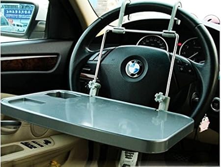 Amazon King S Outlet 自動車用ハンドルテーブル 食事や作業に車内用の簡易テーブル運転席 後部座席に取付可能 車内クイック テーブル トレイ 車 バイク