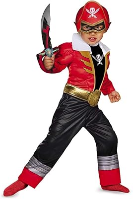 Disguise Saban Super MegaForce Power Rangers Red Ranger Toddler Muscle Costume, Small/2T