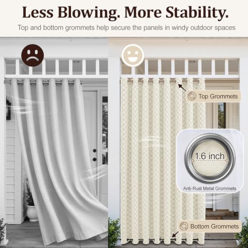 ROFASVCO Outdoor Curtains for Patio with Zipper Blackout Gazebo Curtains — view 3