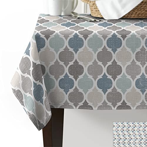 Moroccan Tablecloth Waterproof Oil-Proof Tablecloths, Geometric Quatrefoil Check Outdoor Table Cloth Dining Table Cover Cloth For Kitchen Party Holidays Tabletop Decor Rectangle Tablecloth 60X84 Inch #TOP1