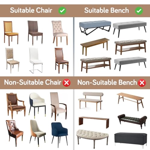 Image of HOKIPO 'SereneSolids' 140 GSM Stretchable Dining Chair Covers Set of 4 with 1 Bench Cover, Camel (AR-6282-CML)