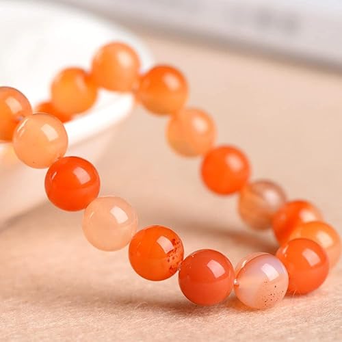 Miniatura 5 de 30 cuentas de cristal natural de 0.472 pulgadas (0.472 in) con rayas naranjas de ónix ágata, piedras preciosas redondas sueltas de energía curativa